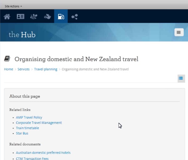 AMP mobile intranet interface