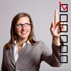 Woman ticking one of selection of boxes
