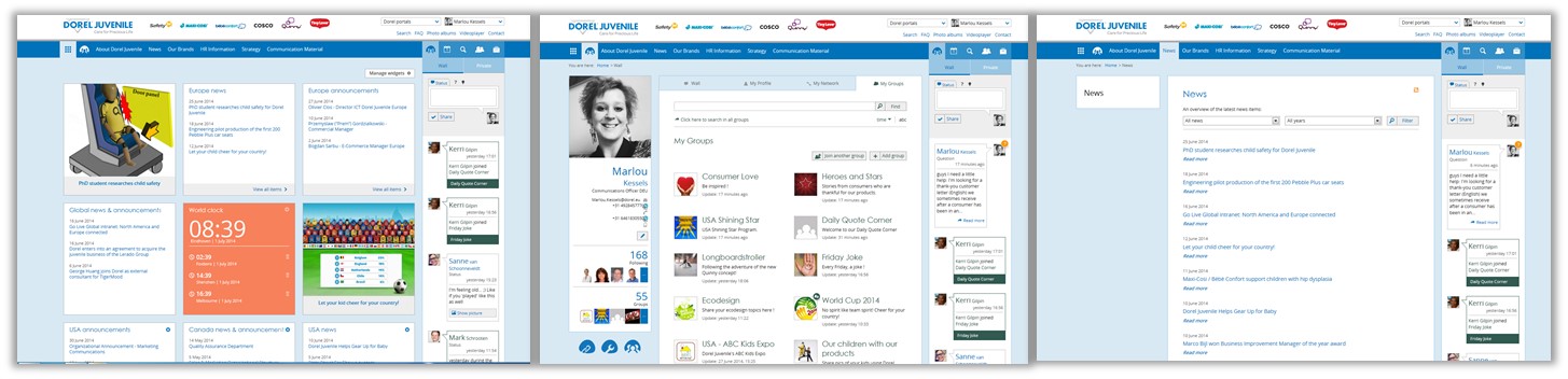 Dorel Juvenile intranet screenshots - collage