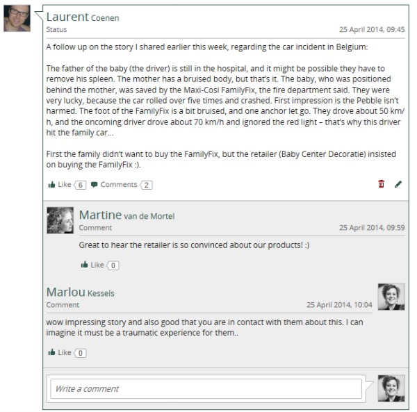 Dorel customer story 2 - social intranet screenshot