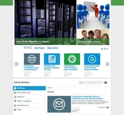 ElevatePoint intranet news page in SharePoint