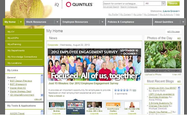 Screenshot of Quintiles homepage