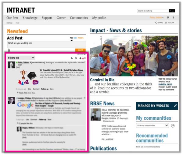 Roland Berger 2 intranet homepage social screenshot