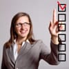 Woman ticking one of selection of boxes