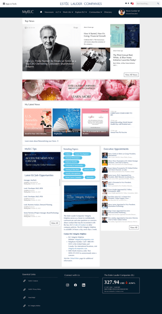 Estee Lauder website screenshot