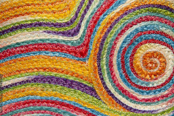 Woven material in a colourful pattern