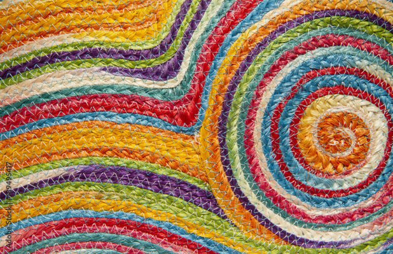 Woven material in a colourful pattern