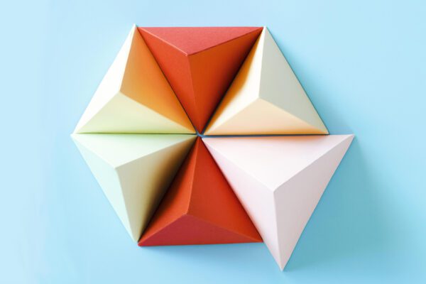 3D hexagon shape made up of 6 origami 3D triangles